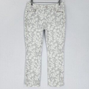 Pilcro Pants Womens 27 Gray White Floral Striped Stet Fit Anthropologie Classic